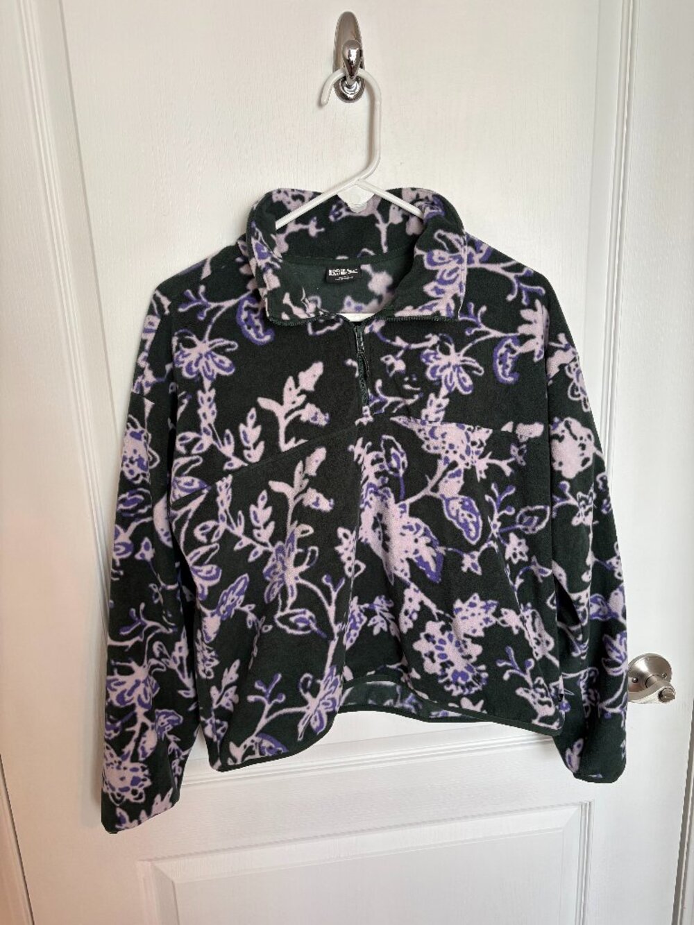 Eddie Bauer Quest 2.0 Floral Fleece 1/4 Zip Pullover L Dk Hunter